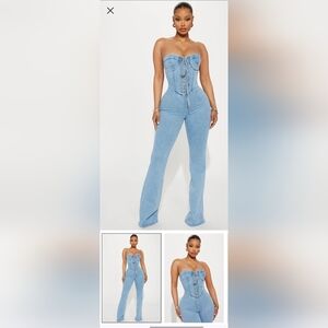 Fashion Nova Play It Your Way Denim Jumpsuit | Size Medium